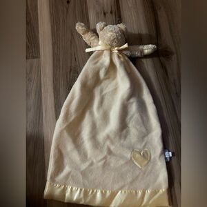 Baby Boyds Bear Plush Lovey Security Blanket Satin Trim & Heart Yellow 90s Rare